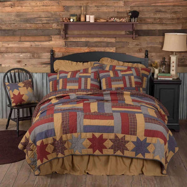 National Quilt Museum Kindred Stars and Bars King Quilt 105Wx95L VHC Brands - The Fox Decor